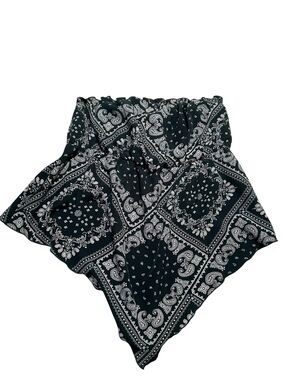 Women's Paisley Print Tube Top Handkerchief Dark Green White Stretch Elastic
